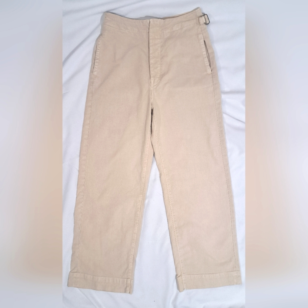 Mother The Cinch Greaser Khaki Tan Denim Jeans Wide Leg High Waist Button Fly 27
